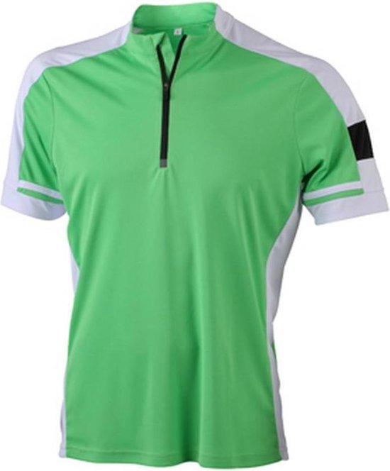 James and Nicholson - Heren Fietsshirt met Halve Rits (Groen)