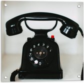 Tuinposter – Oude Zwarte Telefoon - 50x50cm Foto op Tuinposter  (wanddecoratie voor buiten en binnen)