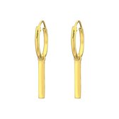 Oorbellen dames | Oorring met hanger | Gold plated oorringen met hanger, staafje | WeLoveSilver