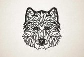 Line Art - Hond - Husky - XS - 27x25cm - Zwart - geometrische wanddecoratie
