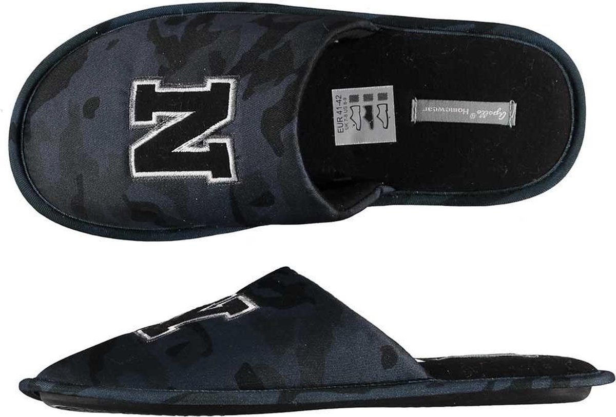 Apollo Zwarte grijze camouflage instap pantoffels sloffen voor heren New York legerprint huissloffen voor mannen Instappers Instapsloffen instappantoffels 41
