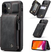 Caseme Back Cover Wallet kunstleer hoesje voor iPhone 12 en iPhone 12 Pro - zwart