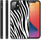 Smartphone Hoesje iPhone 12 Mini Trendy Telefoonhoesjes met Zwarte rand Zebra