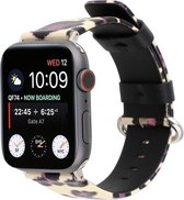 Leopard lederen bandje Geel-Paars met klassieke gesp voor Apple Watch 42mm - 44mm horlogeband voor Iwatch Series 1|2|3|4|5|6 Watchbands-shop.nl