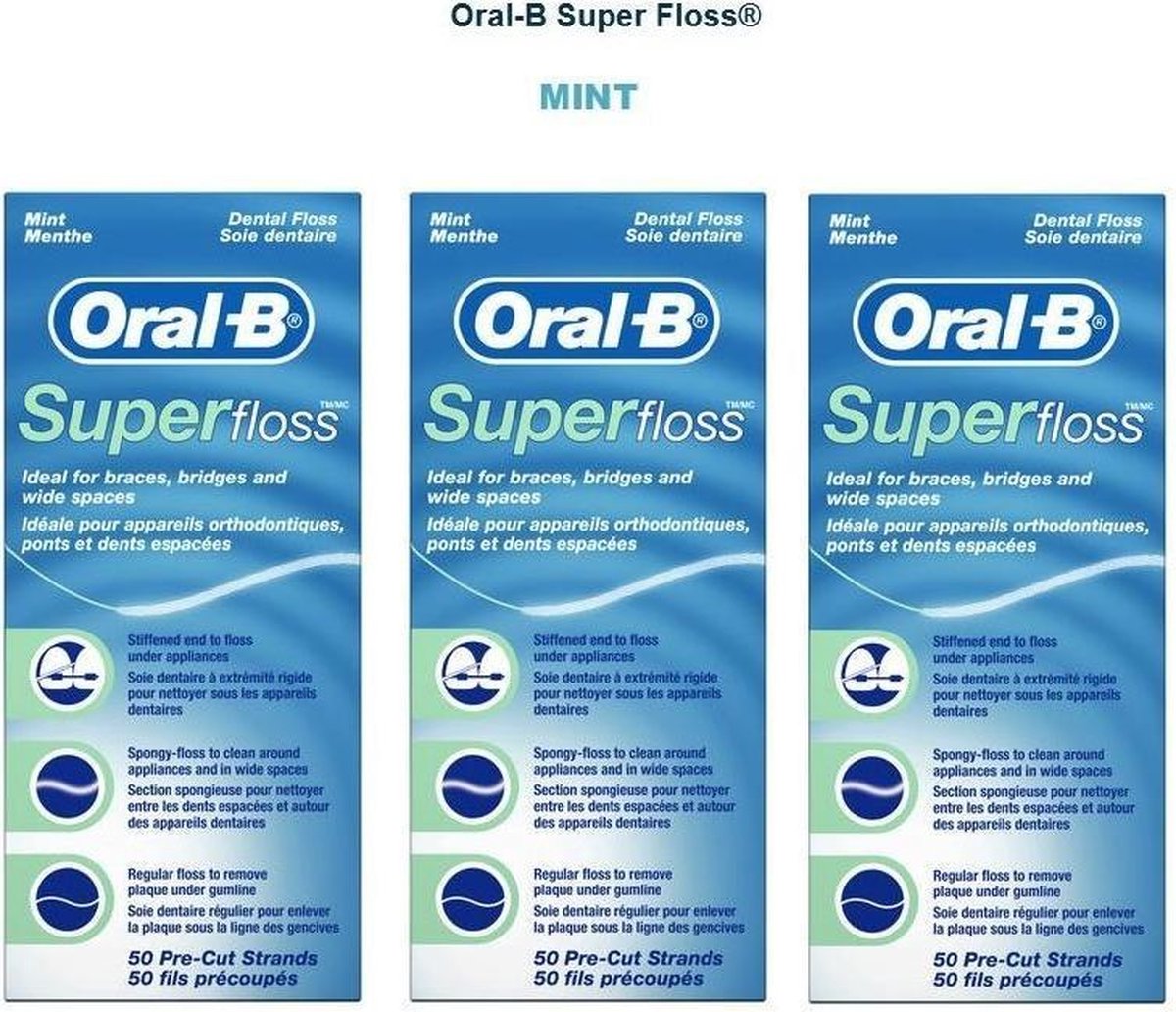 werkzaamheid Aardappelen Wees Oral-B Superfloss - 3 x 50 stuks - Flosdraad - Voordeelverpakking | bol.com