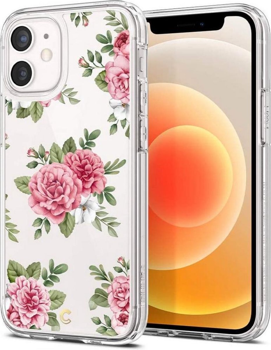Spigen Cyrill Cecile TPU met Air Cushion bloemen hoesje voor iPhone 12 mini - roze