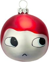 Luckyboysunday Kerstbal Kiki Xmas 6,4 X 6 Cm Glas Rood/zilver