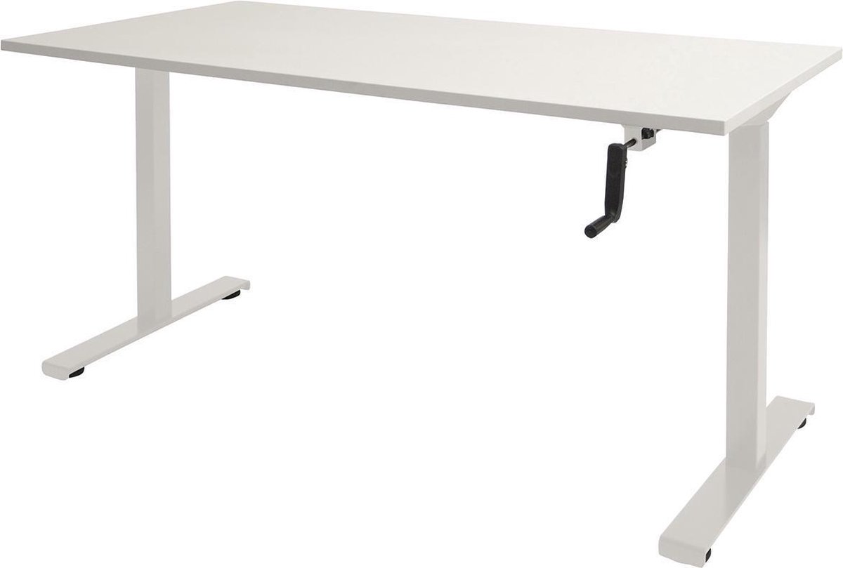 RoomForTheNew Bureau Heathrow Slinger-Desk - Zit sta Bureau - Zit sta Bureau Elektrisch - Gaming Bureau - Game Bureau - Verstelbaar Bureau - standing Desk - slinger bureau--Wit blad-Wit  onderstel- 160x80