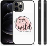 Siliconen Back Cover Geschikt voor iPhone 12 Pro Max Telefoon Hoesje met Zwarte rand Boho Stay Wild