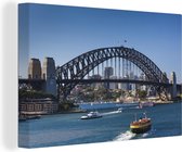 Canvas Schilderij Boten onder de Sydney Harbour Bridge in Australië - 120x80 cm - Wanddecoratie