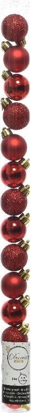 Decoris Kerstbal Plastic Mix 3Ass Kerstrood dia3cm
