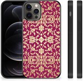 Smartphone Hoesje Geschikt voor iPhone 12 Pro Max Beschermhoesje met Zwarte rand Barok Pink