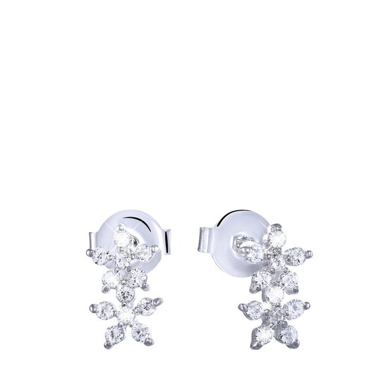 Lucardi - Boucles d'oreilles en argent avec des fleurs de zircone