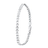 Lucardi - Dames armband rhodiumplated hart schakel - Echt Zilver - Armband - Cadeau - 18 cm - Zilverkleurig