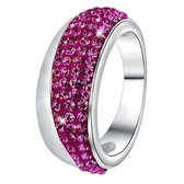 Lucardi Dames Ring amethyst kristal - Ring - Cadeau - Staal - Zilverkleurig