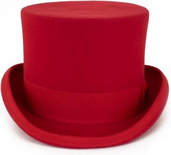 Waakzaamheid dubbele Fonkeling Hoge hoed rood steampunk tophat - maat 59-60-61 - heren dames rode | bol.com