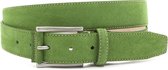 JV Belts Groene suede riem unisex - heren en dames riem - 3.5 cm breed - Geel - Echt Leer/Nubuck - Taille: 90cm - Totale lengte riem: 105cm