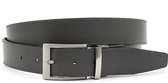 JV Belts Reversibel riem grijs/zwart - heren en dames riem - 3.5 cm breed - Zwart / Grijs - Echt Leer - Taille: 90cm - Totale lengte riem: 105cm