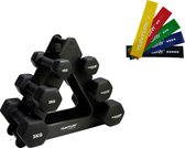 Tunturi - Dumbellset - Met Dumbell Opbergrek (3 sets - 1 t/m 3 kg) - Weerstandsbanden - Resistance banden