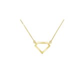 Lucardi Dames Ketting hanger diamant symbool - 14 karaat goud - Ketting - Cadeau - 45 cm - Geelgoud