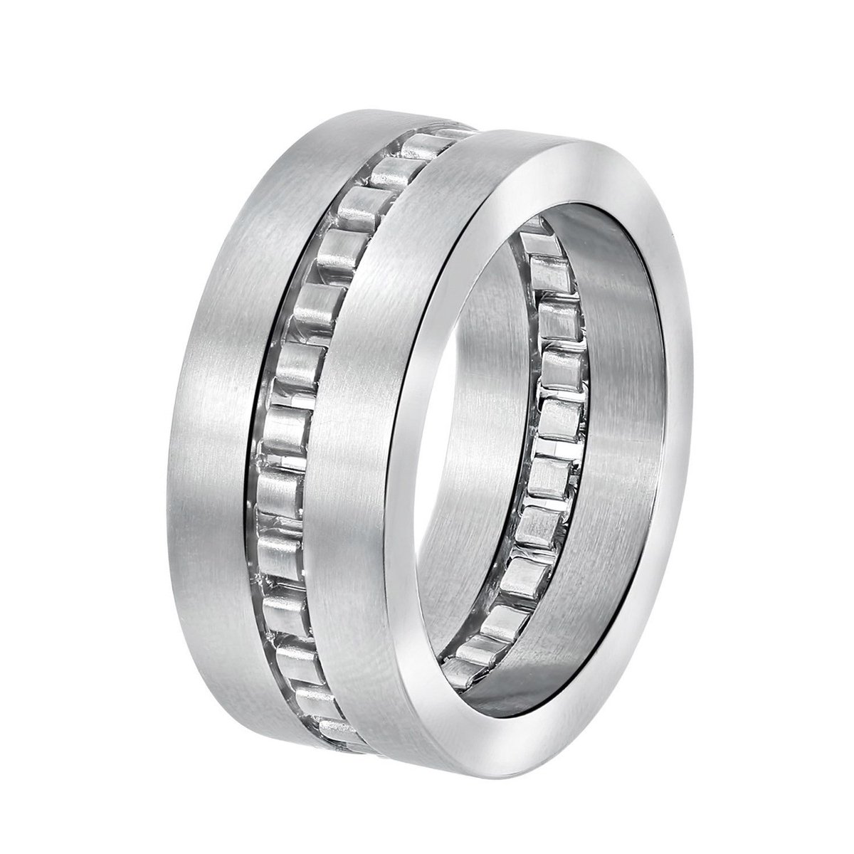 Lucardi - Heren Ring mat - Ring - Cadeau - Staal - Zilverkleurig
