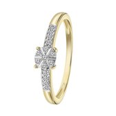 14 Karaat geelgouden ring entourage diamant 0,09ct