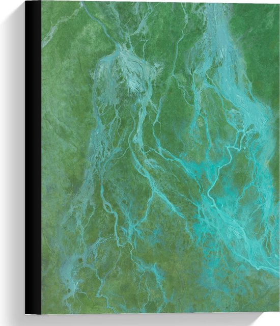 Canvas  - Abstracte Strepen Groen en Blauw  - 30x40cm Foto op Canvas Schilderij (Wanddecoratie op Canvas)