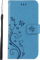 Apple iPhone XR Bookcase - Blauw - Bloemen - Portemonnee Hoesje - Pasjeshouder