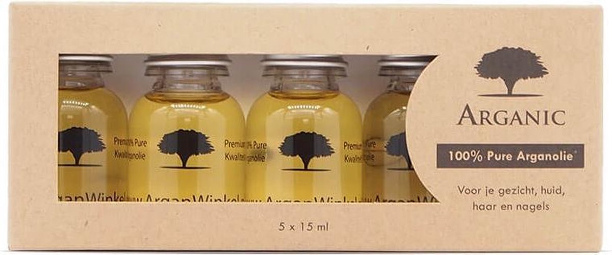 Goedkoopste 100 Pure & Biologische Arganolie - EcoCert Gecertificeerd - 5 x 15ml Handige Reisverpakking