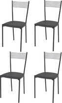 Tommychairs Elegance - Eetkamerstoelen - Set van 4 - Donker Grijs - Kunstleer & Metaal