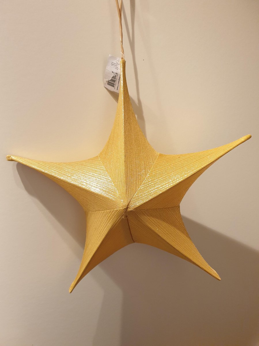 Non-branded Kersthanger Ster Maria 40 Cm Glanzend Goud