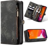 CaseMe Luxe Lederen 2 in 1 Portemonnee Booktype iPhone 12 Mini hoesje - Zwart