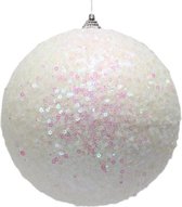 Dickensville Kerstbal Glitter 15 Cm Wit/roze