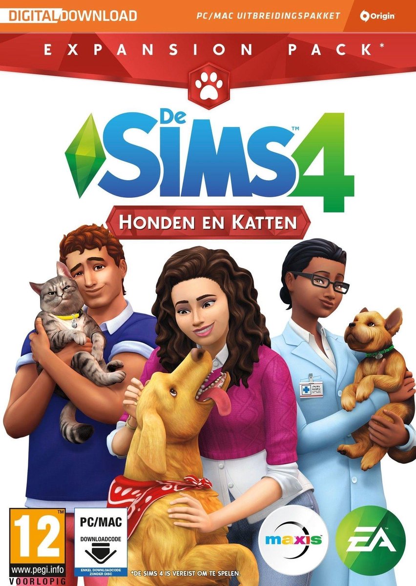 De Sims 4: Honden en Katten - Expansion Pack - Windows + MAC - Code in box - Electronic Arts