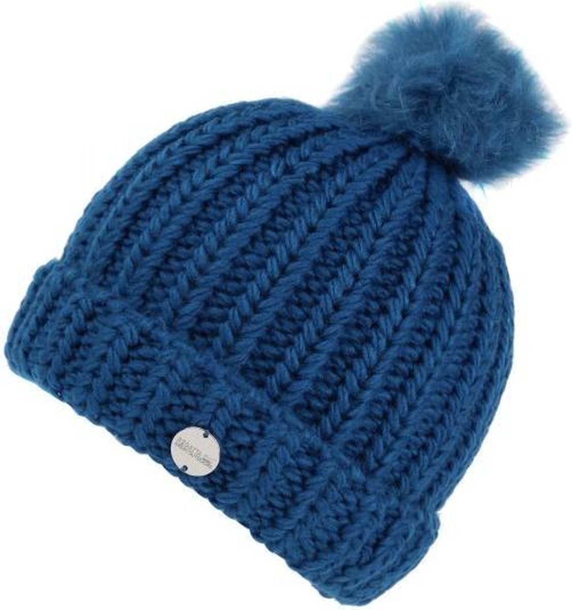 Lovella II grof gebreide muts met pompom van Regatta voor Dames Mix & Match pompons muts Saffierblauw