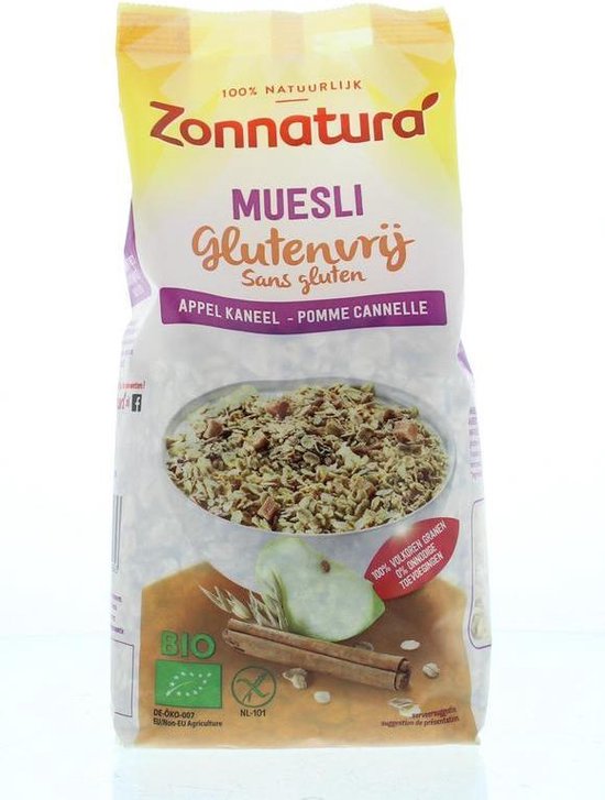Zonnatura Muesli Glutenvrij Appel Kaneel 375g
