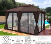 ElJardin - Partytent - 4x3 - Waterdicht Dak - Zijwanden - Insectennet - Solar - Bruin Paviljoen