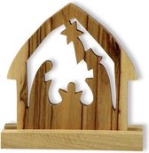 Kerstdecoratie - Olijfhout - Kribbe - 7 cm - Naturel - Elian