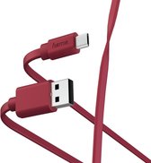 Hama Flat, 1 m, USB A, Micro-USB A, USB 2.0, 480 Mbit/s, Rouge