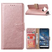 Bookcase Geschikt voor: Nokia 8.3 - Rose Goud - portemonee hoesje