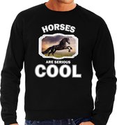 Dieren paarden sweater zwart heren - horses are serious cool trui - cadeau sweater zwart paard/ paarden liefhebber XL