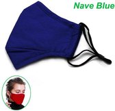 Mondkapje 1 stuk Herbruikbaar gezichtsmasker wasbaar en verstelbaar gezichtsmasker - Unisex (blauw)