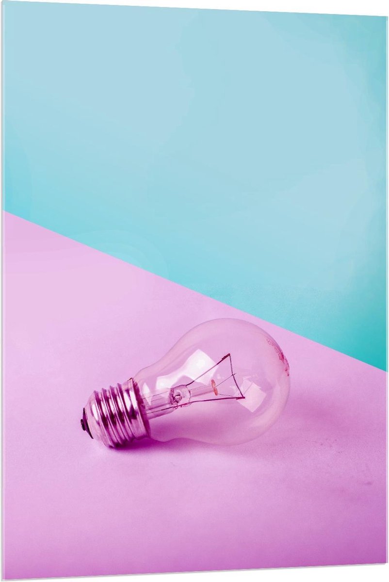 Acrylglas - Paarse Gloeilamp - 80x120cm Foto op Acrylglas (Wanddecoratie op Acrylglas)