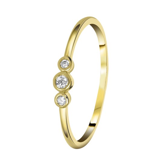 Lucardi Ringen - Zilveren ring goldplated met zirkonia