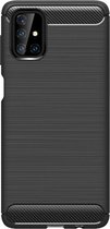 Shop4 - Geschikt voor Samsung Galaxy M51 Hoesje - Zachte Back Case Brushed Carbon Zwart
