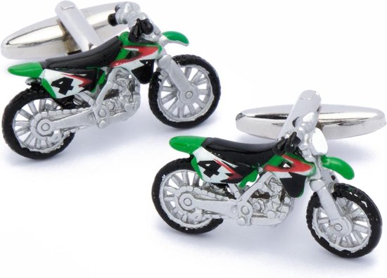 Manchetknopen - Dirtbike Crossmotor Groen en Zwart