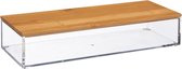 Five® Opbergbakje bamboe deksel 25,5x9,5 cm - Large - Stapelbaar & Met deksel