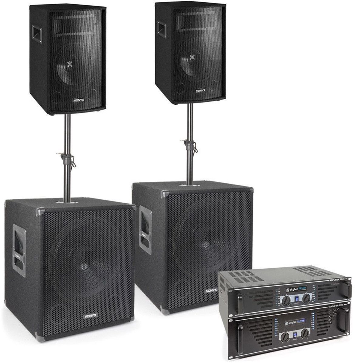 Vonyx 1700W Subwoofer Set Super Bass 1700 met Versterkers