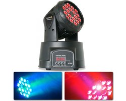 Moving Head Disco Licht met 18x 3W RGB LEDs - BeamZ MHL108MK4 - 11 DMX Kanalen