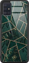 Samsung A51 hoesje glass - Abstract groen | Samsung Galaxy A51  case | Hardcase backcover zwart
